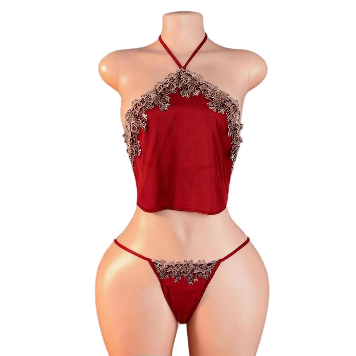 Anime Cosplay Ladies - Roter Hof-Bauchwickel mit Höschen-Sling, Schlafoberteil-Set, sexy
