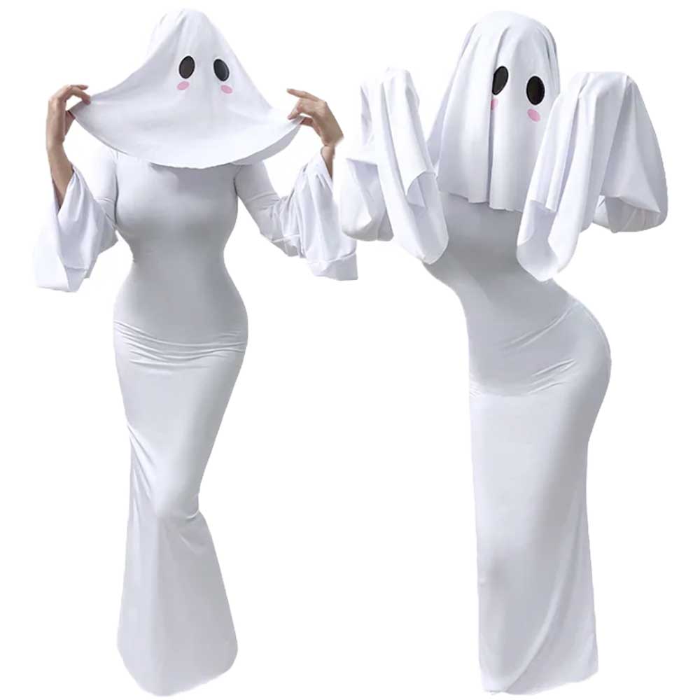 Anime Cosplay Couple - Halloween-Prinzessin-Geistermädchen-Kostüm für Erwachsene, rückenfreies langes Kleid