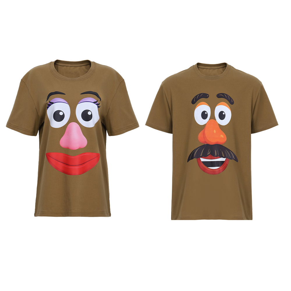 Anime Cosplay Couple - Lustiges Kartoffelkopf-Kostüm Mr. und Mrs. Kartoffelkopf-Matching-T-Shirt