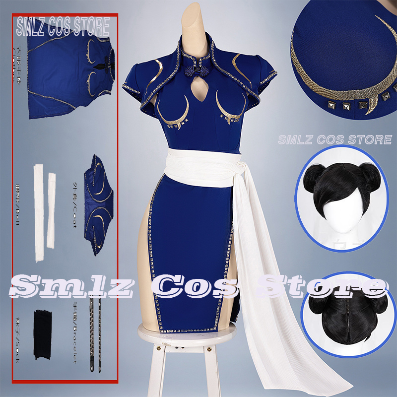 Blaues Chun-Li Cosplay-Kostüm  – Anime Cosplay Ladies Bewertung und Preis